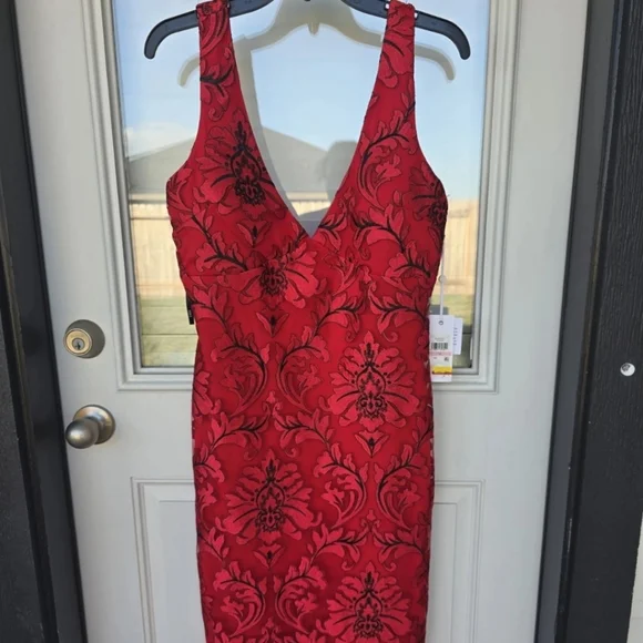 139 Siena V-Neck Dress Sz 10 Women Embroidered-Mesh Sleeveless New Holiday - Picture 5 of 14